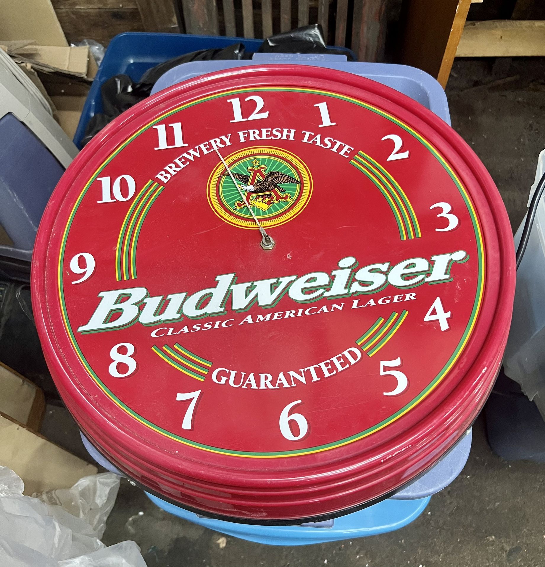 Budweiser Classic Bar Clock Vintage 1998 Larger Size 19 x 4 Anheuser-Busch St Louis