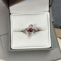 925 Sterling Silver Ruby Infinity Ring 