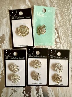 New Beautiful Fancy Crystal Buttons - Lot of 5 cards (8 buttons) New crystal buttons are attached to five original retail cards. This lot includes
