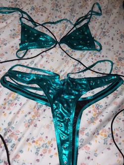 Teal exotic dancer wear