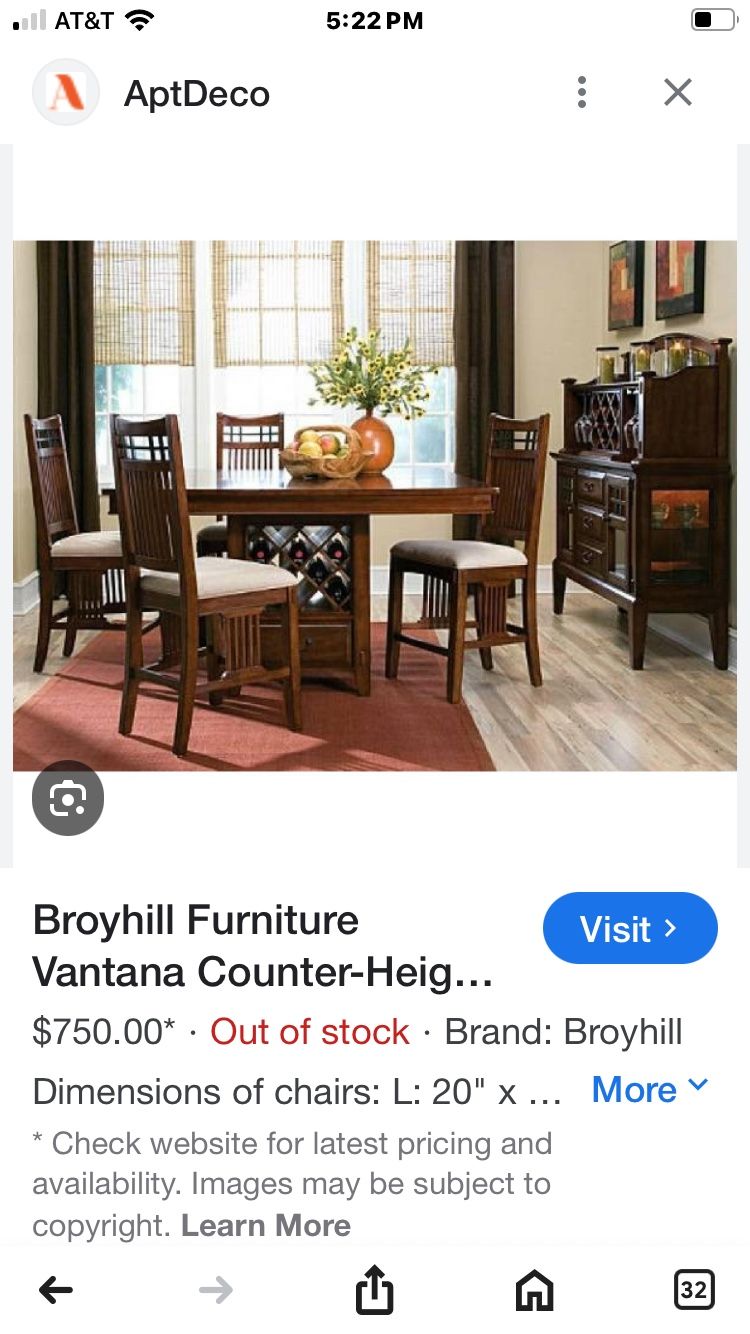 Broyhill Vantana Counter Height Dining Table
