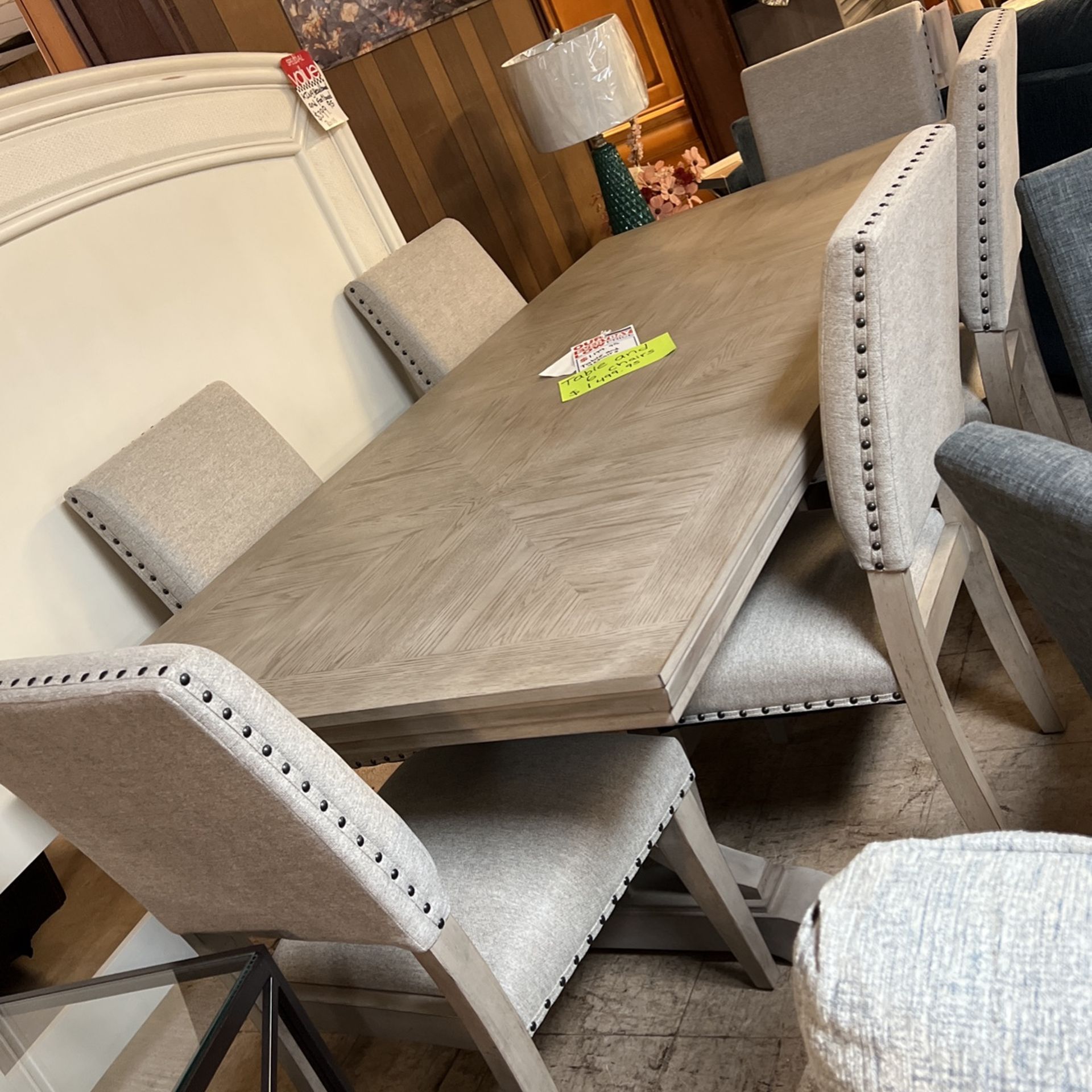 Brand new dining room table and six chairs for 1499