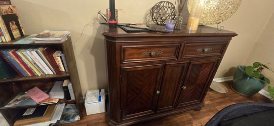 Dark Wood Sideboard Cabinet with Drawers
