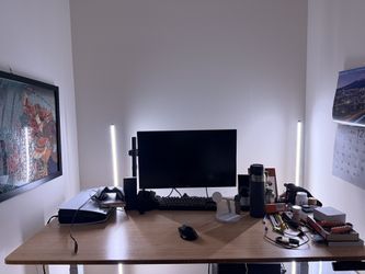 Adjustable Standing Desk – Solid Wood Top (Great Condition)
