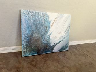 16x20 Small BRAND NEW Hand Painted Original Abstract Artwork Blue and Gold
