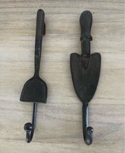 Cast Iron Garden Tool Wall Hooks Set of 2