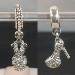 Authentic Pandora Sterling Silver SPARKLING DRESS & HIGH HEEL Clear CZ Charm 