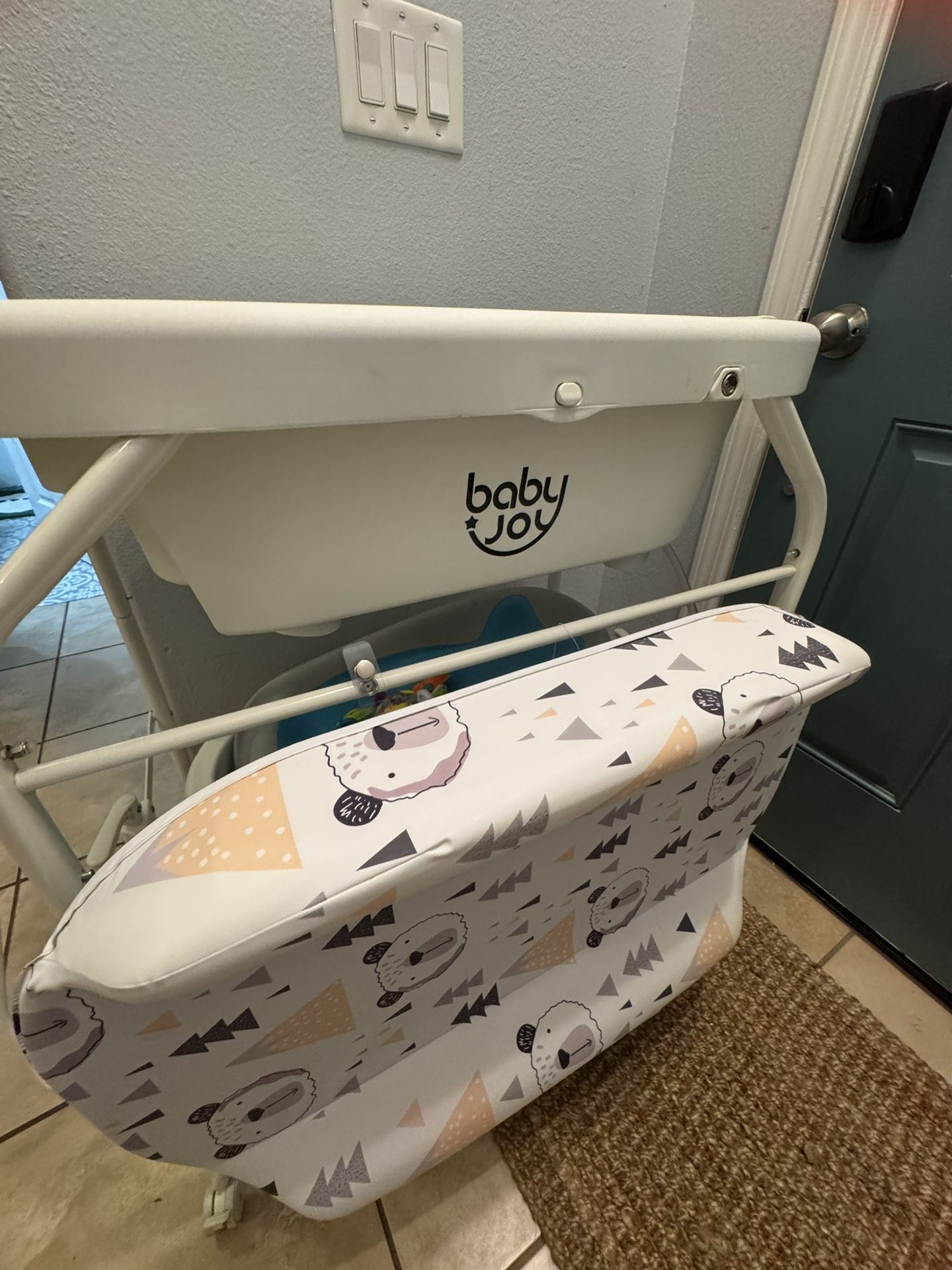 Infans Baby Changing Table w/Bathtub, Folding & Portable Diaper Station w/Wheels 