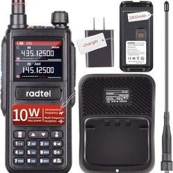 Radtel RT-470 6 Bands Amateur Ham Two Way Radio Station 256CH 10W Air Band Walkie Talkie NOAA LCD Color Police Scanner Aviation