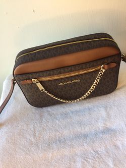 Michael Kors Large Logo Jet Set Cross Body  Bag Brown 