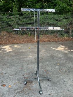 Chrome 2-Tier Rolling Retail Display Rack