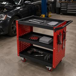 3-Tier Rolling Tool Cart with Side Hooks – $79.99
