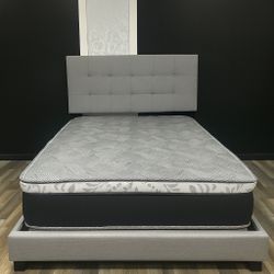Queen Mattress Come With Bed 🛌 Frame And Free Box Spring - Free Delivery 🚚 Today To Reasonable Distance 