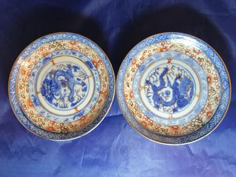 2 Set Republic Plate Dragon Design with Painting Border