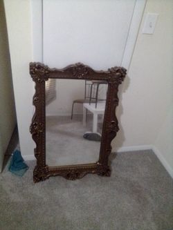 41 Inch Gold Ornate Provisional Antique Mirror