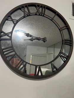Large Round Wall Clock with Mirror Face