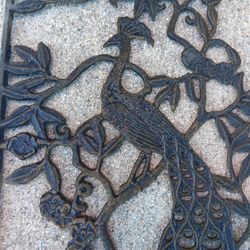 Vintage DECORATIVE ALUMINUM GRATE with PEACOCK MOTIF ~ Architectural Salvage Rare Piece Beautiful!