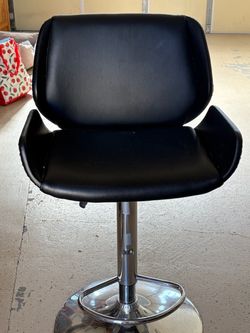 Black Faux Leather Adjustable Bar Stool