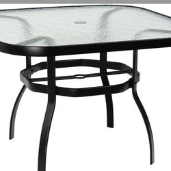 Square Obscure Patio  Glass Top Table 