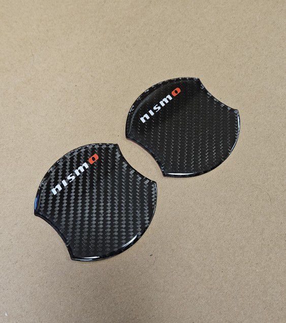 BRAND NEW UNIVERSAL 2PCS NISMO Real Carbon Fiber Anti Scratch Badge Door Handle Bowl Cover Trim