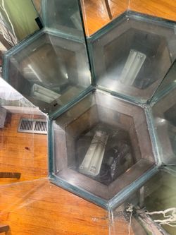 Medium Hexagonal cherry wood fish tank