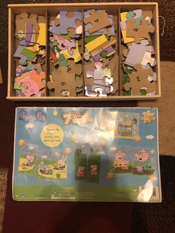 7 Peppa pig wooden + 2 regular puzzles
