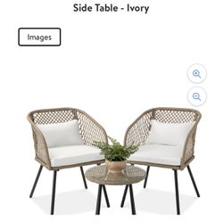 Best Choice Products 3-Piece Outdoor Wicker Bistro Set Patio Chat Conversation Furniture w/ 2 Chairs, Side Table - Ivory