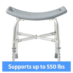Medline Heavy Duty Shower Chair Bath Bench Without Back, Bariatric Bath Chair Supports up to 550 Lbs Adjustable Shower Stool 550 lb Capacity
