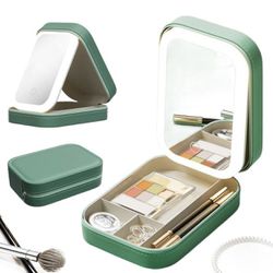 Led Three-Color Adjustable Makeup Mirror, Portable Makeup Organizer (White) size 8”(H) x 6” (W)
