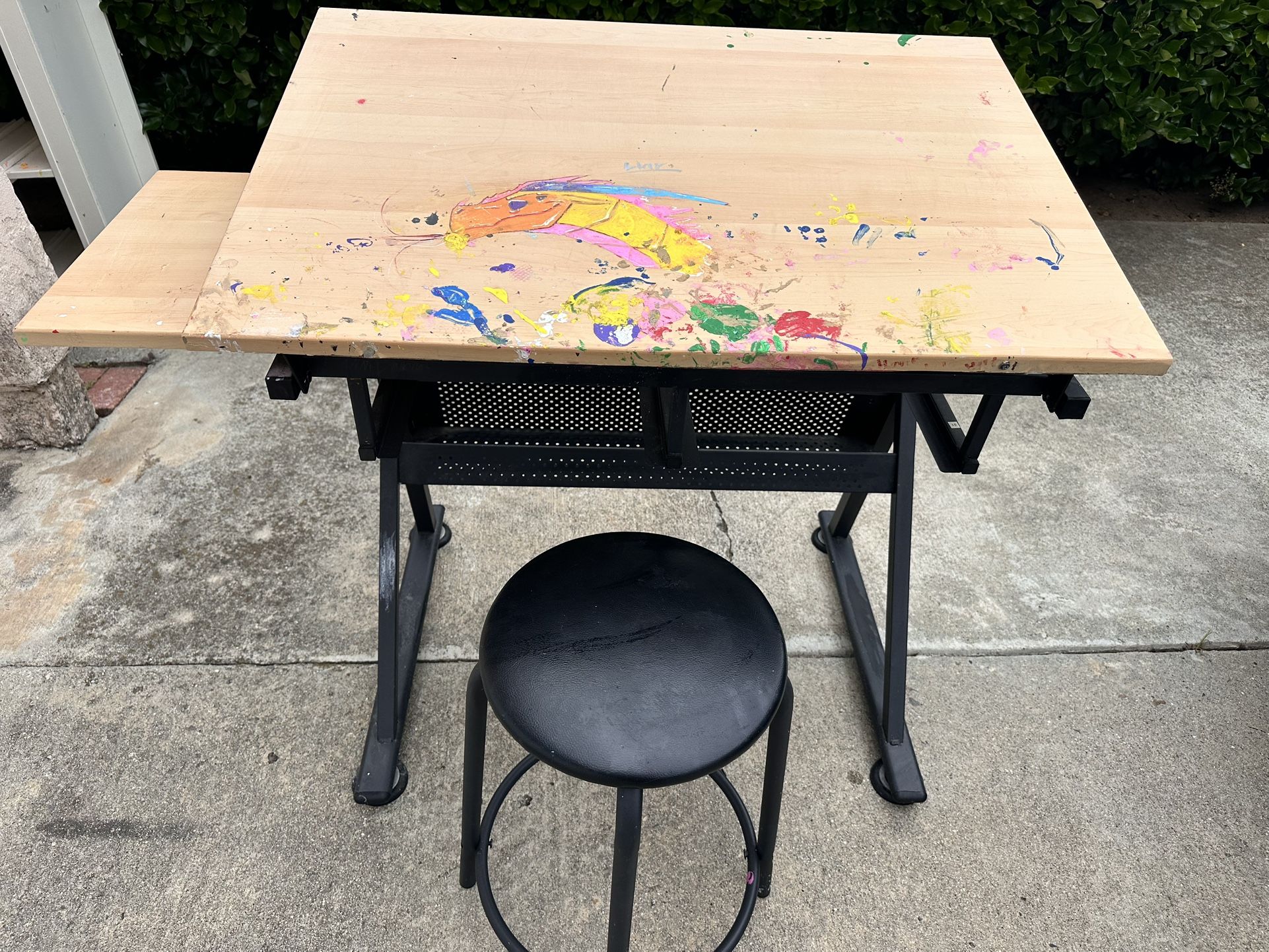 Drafting Art Table And Stool