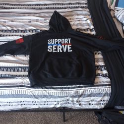 XLarge Black 'Support Those Who Serve' Grunt style Hoodie