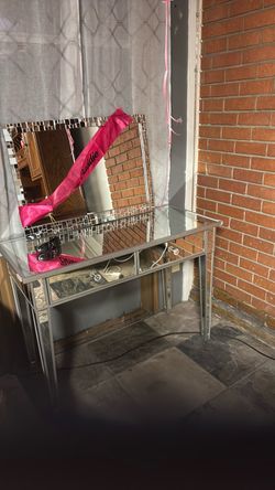 Glass vanity and mirror
