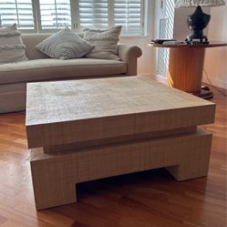 Custom made Coffee Table. Covered In Linen 
