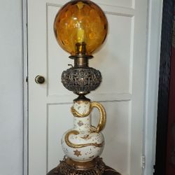 Antique  Bronze Porcelain  Dragon Table Lamp