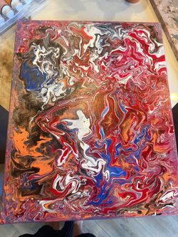 Fluid acrylic pour on canvas