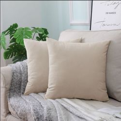 18 x 18 Inch Velvet Pillow Covers Set of 2 KHAKI