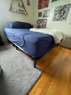 Queen bed frame (adjustable) w/ mattress