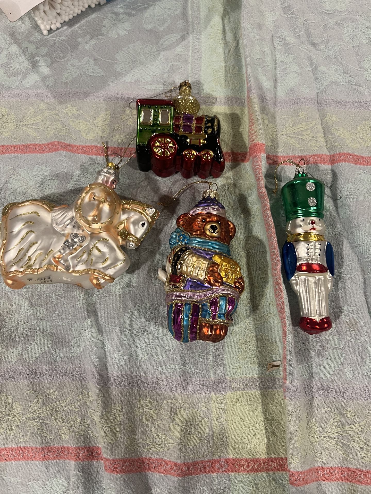 Vintage Christmas Ornament Lot All Glass Except For The Train Made In Germany 