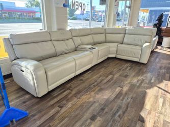 Ivory leather sectional