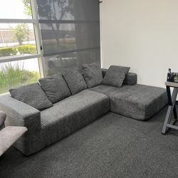 Sectional Sofa Couch - Gray Fabric