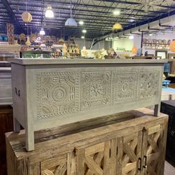 Carved Wood Storage Trunk.