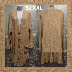 WOMENS PLUS SIZE XXL BLENDED YELLOW CARDIGAN SWEATER 
