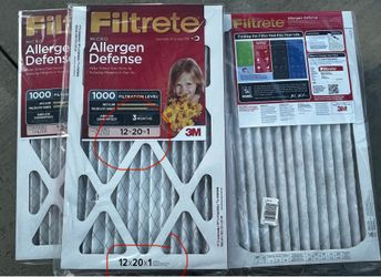 3M Air Filters (3) 12x20x1 Allergen Defense