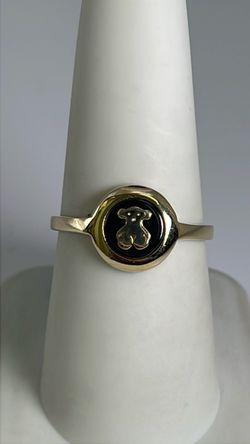 14k tous gold bear signet ring