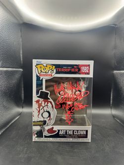 FUNKO POP! THE TERRIFIER ART THE CLOWN #1592 DAVID HOWARD THORNTON AUTO MAS AUTHENT.