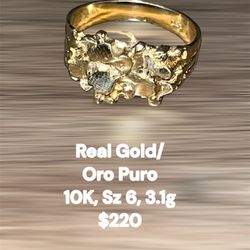10K Gold Nugget Ring Size 6