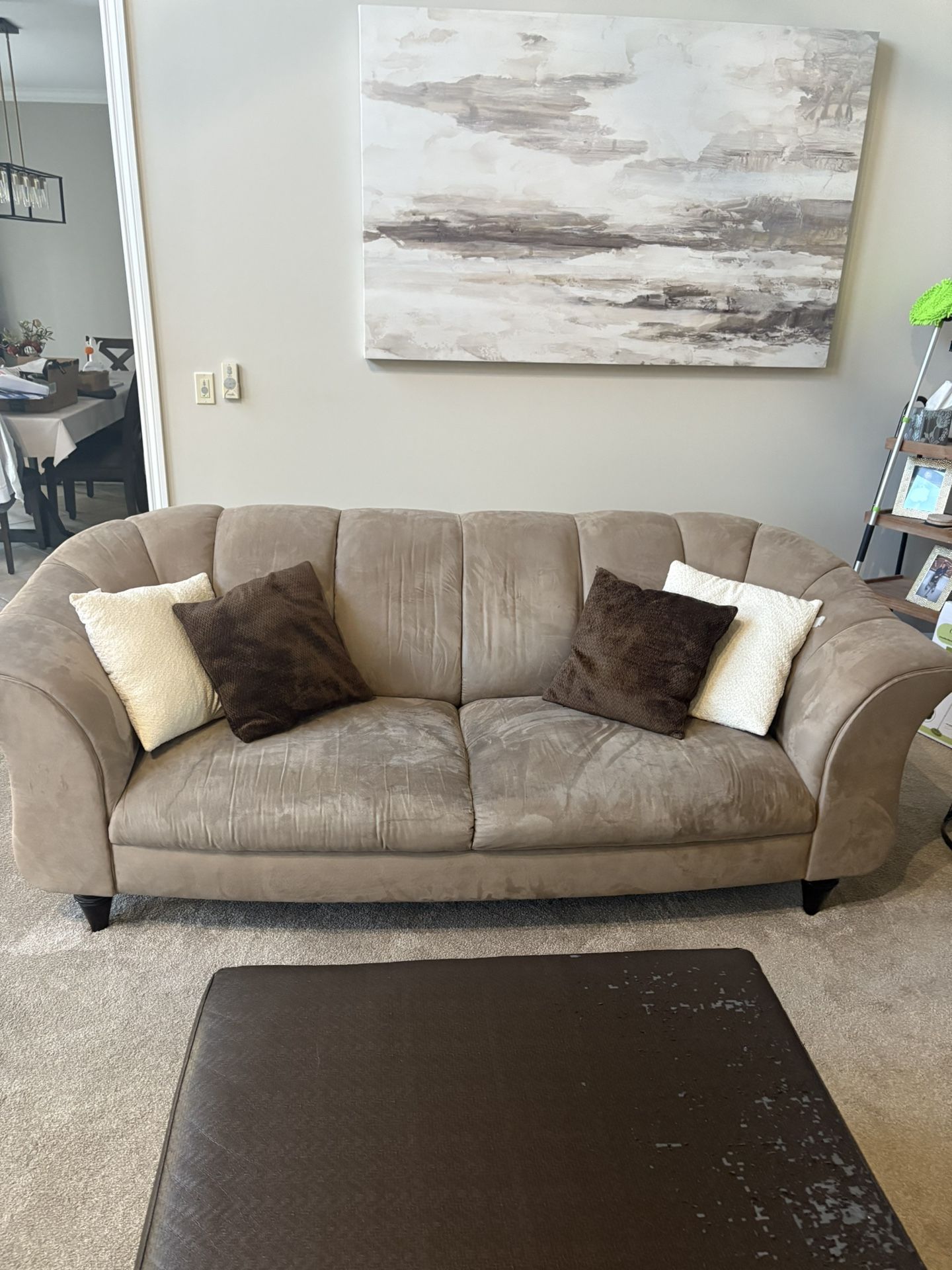 Set Of Brown Microsuede Couches