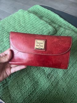 Vintage Dooney & Bourke Red Pebble Grain Leather Wallet