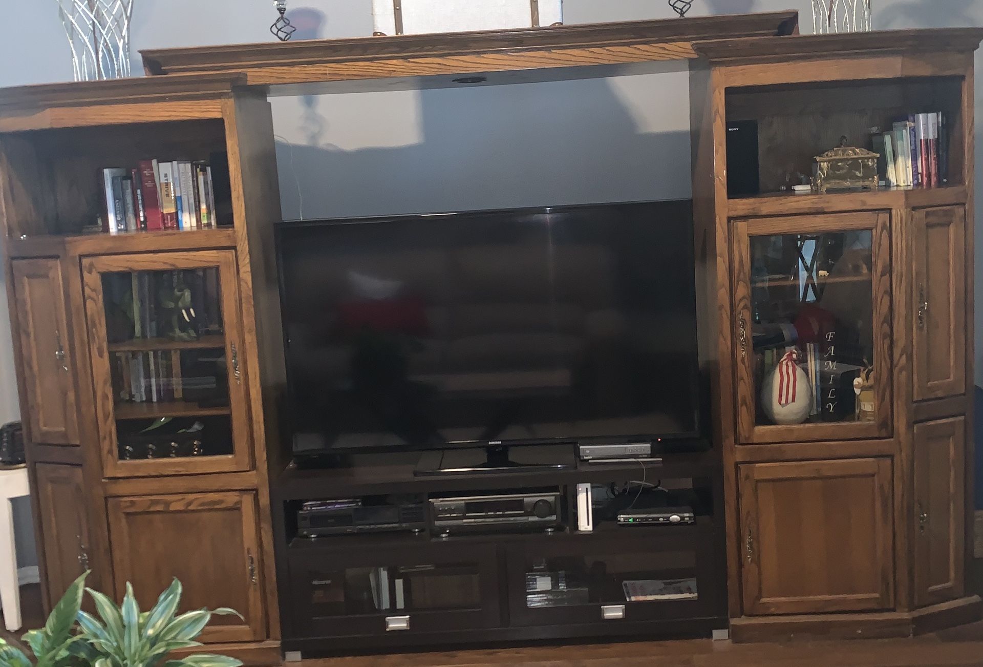 Large oak entertainment center