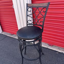 Swivel Metal Bar Stool with Scroll Back